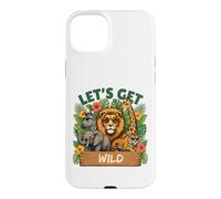 Carcasa para iPhone 15 Plus Gráfico Divertido de zoológico Let's Get Wild Safari Animals