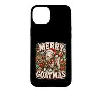 Carcasa para iPhone 15 Plus Gráfico navideño Retro de Farm Goat Merry Goatmas