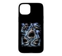Carcasa para iPhone 15 Plus Great White Shark Storm Funny Ocean Animal Marine Graphic