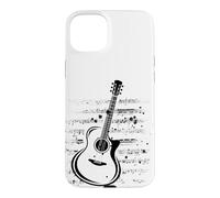 Carcasa para iPhone 15 Plus Guitarra acústica Splash Notas Musicales Música
