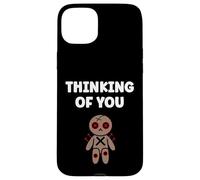Carcasa para iPhone 15 Plus Halloween Horror Funny Quote Thinking of You Voodoo Doll