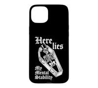Carcasa para iPhone 15 Plus Here Lies My Mental Stability - Esqueleto de Actitud Divertida
