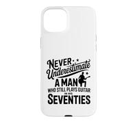 Carcasa para iPhone 15 Plus Hombre Que todavía Toca la Guitarra en Sus Setenta Guitarrista Retro
