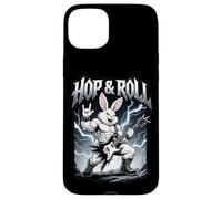 Carcasa para iPhone 15 Plus Hop and Roll Heavy Metal Bunny Rabbit Guitarra Eléctrica Rocker