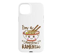 Carcasa para iPhone 15 Plus Hopeless Ramentic Lindo Kawaii Ramen Fideos Pun Texto Blanco