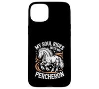 Carcasa para iPhone 15 Plus Horse Percheron Mi Alma Monta con mi Percheron