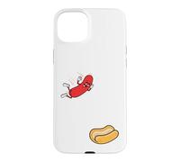 Carcasa para iPhone 15 Plus Hot Dog Saltando En Bun Retro Summer BBQ Grill 4 de Julio