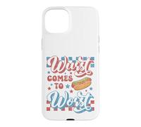 Carcasa para iPhone 15 Plus Hotdog Wurst llega a lo Peor Divertido Perrito Caliente del 4 de Julio