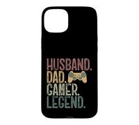 Carcasa para iPhone 15 Plus Husband Dad Gamer Legend Funny Gaming Dad Retro