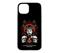 Carcasa para iPhone 15 Plus I Am The Way John 14:6 Diseño de Calavera gótica de Jesús Cristiano