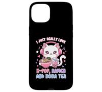 Carcasa para iPhone 15 Plus I Just Really Love K-Pop Ramen y Boba Tea Cute Cat