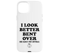 Carcasa para iPhone 15 Plus I Look Better Bent Over Book See Back for Details Peach Butt