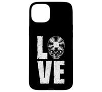 Carcasa para iPhone 15 Plus I Love Vinyl Old School Coleccionista de Discos de Calavera gótica