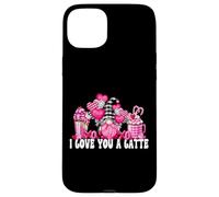 Carcasa para iPhone 15 Plus I Love You A Latte Pink Buffalo Plaid Decor Valentines GNOME