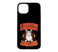Carcasa para iPhone 15 Plus I Rescue Aegean Cat What's Your Superpower Funny Cats Lover