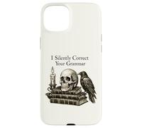 Carcasa para iPhone 15 Plus I Silently Correct Your Grammar Skull Raven Funny Teacher