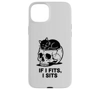 Carcasa para iPhone 15 Plus If I Fits I Sits Cat Skull Funny Gothic Dark Meme Humor 2