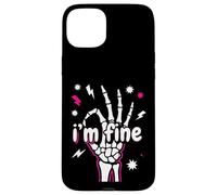 Carcasa para iPhone 15 Plus I'm Fine Funny Skeleton Hand Thumbs Up Hand Sign Sarcástico