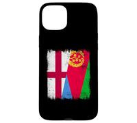 Carcasa para iPhone 15 Plus Inglaterra Eritrea Media Bandera Inglesa Herencia Eritrea
