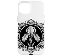 Carcasa para iPhone 15 Plus Iris Flores Estilo Mandala - Vintage Grabado Floral Ornamento