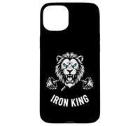 Carcasa para iPhone 15 Plus Iron King Lion Barbell Pesas Culturismo Gráfico