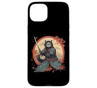 Carcasa para iPhone 15 Plus Japanese Art Cat Ninja Ukiyo-e Anime Samurai Cat Camiseta