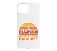 Carcasa para iPhone 15 Plus Jesus and Hiking Make Me Happy Fun para Excursionistas Unisex