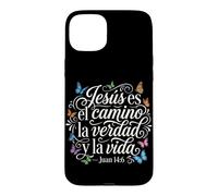 Carcasa para iPhone 15 Plus Jesús Es El Camino La Verdad Y La Vida Mariposa Cristiana