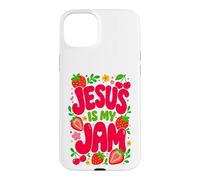 Carcasa para iPhone 15 Plus Jesus is My Jam Cute Christian Strawberry Faith