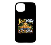 Carcasa para iPhone 15 Plus Jesús Matemáticas 2 Peces 5 Panes Alimentan La Biblia Milagrosa 5000