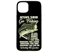 Carcasa para iPhone 15 Plus Jesus Said Go Fishing Fish Story Biblia Pesca Pesca de lubina