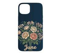 Carcasa para iPhone 15 Plus June Birth Flower Rose & Honeysuckle Floral Cute Birthday
