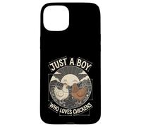 Carcasa para iPhone 15 Plus Just A Boy Who Loves Chickens Retro Farm Blueprint Livestock