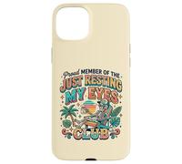 Carcasa para iPhone 15 Plus Just Resting My Eyes Club Coffee Lover Funny Beach Vacaciones