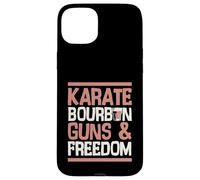 Carcasa para iPhone 15 Plus Karate Bourbon Guns and Freedom USA Patriotic Dad American
