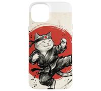 Carcasa para iPhone 15 Plus Karate Gato Japonés Artes Marciales Sumi-e Japón Vintage Mamá