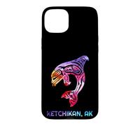 Carcasa para iPhone 15 Plus Ketchikan Alaska SE Nativo Americano Indio Orca Asesino Ballena