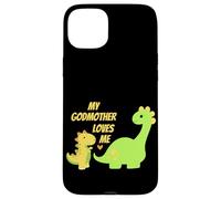 Carcasa para iPhone 15 Plus Kids My Godmother Loves Me Dinosaur for Godson Gifts
