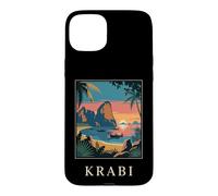 Carcasa para iPhone 15 Plus Krabi Tailandia Tropical Coast Sunset Retro Viaje Diseño