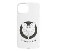 Carcasa para iPhone 15 Plus Krampus Cat Horror Xmas Illustration Horned Cat w Tongue