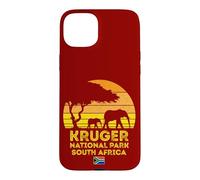 Carcasa para iPhone 15 Plus Kruger Park Sudáfrica Safari Sunset Jirafa Elefante