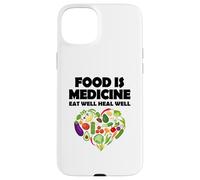 Carcasa para iPhone 15 Plus La Comida es Medicina Comer Bien Sanar Bien Vegano