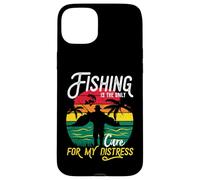 Carcasa para iPhone 15 Plus La Pesca es Solo Cura para mi Angustia Puesta del Sol Retro Angler