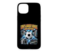 Carcasa para iPhone 15 Plus La Vida se Trata de goles y asistencias al Jugador de fútbol