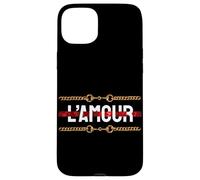 Carcasa para iPhone 15 Plus L'Amour with Printed Golden Style Chains Valentin's Day Love