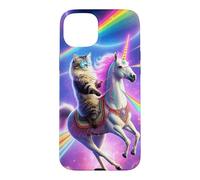 Carcasa para iPhone 15 Plus Laser Eyes Espacio Exterior Gato Montando Llama Unicornio UFO Tacos