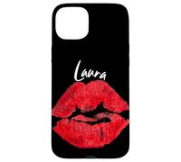 Carcasa para iPhone 15 Plus Laura Red Lips Nombre Personalizado
