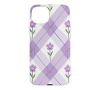 Carcasa para iPhone 15 Plus Lavanda Púrpura Argyle Flores Floral Floral