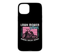 Carcasa para iPhone 15 Plus Lawn Mower Vibes Mowing Chillin' Repeat Mowing Tractor Segadora