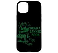 Carcasa para iPhone 15 Plus Leer un Libro Prohibido Libro de Lectura de Rana Nerd Literatura Adicto